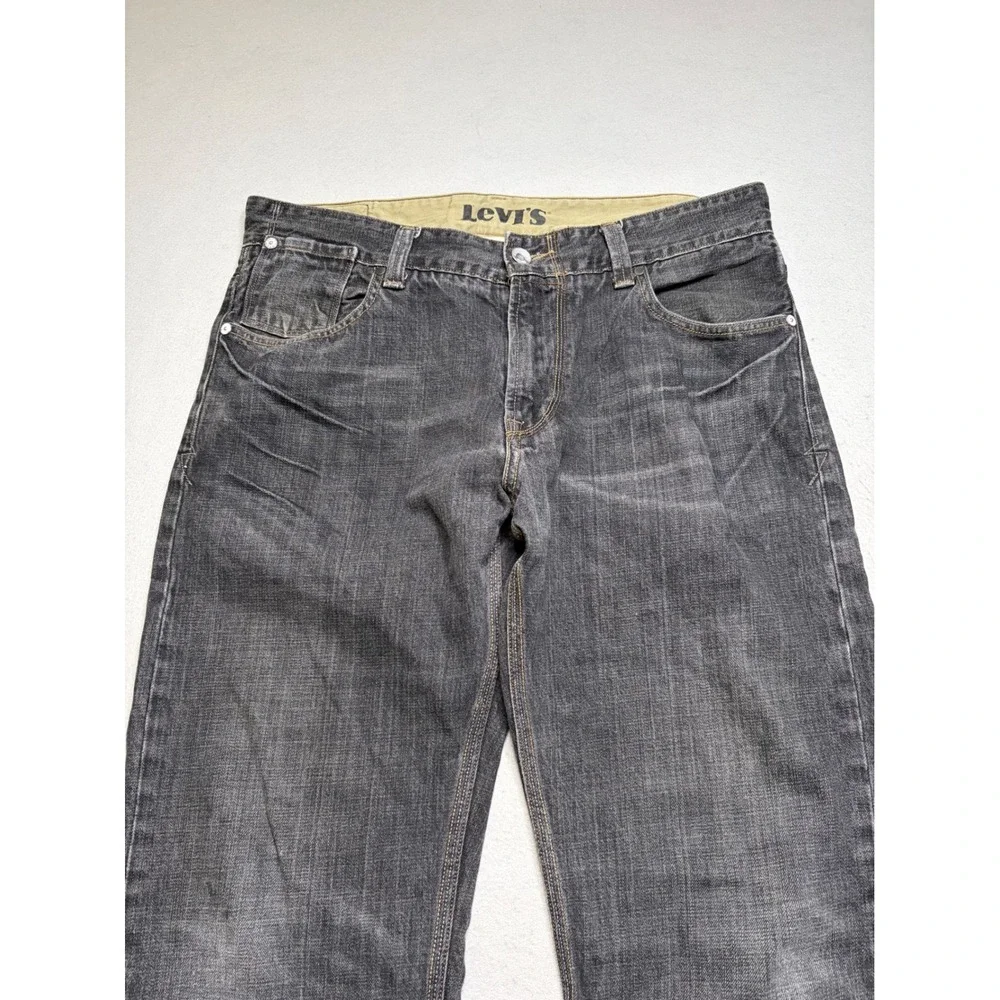 Levi's Slim Straight Jeans Mens W36 L32 Black Y2K Flap Pocket Denim Pants
